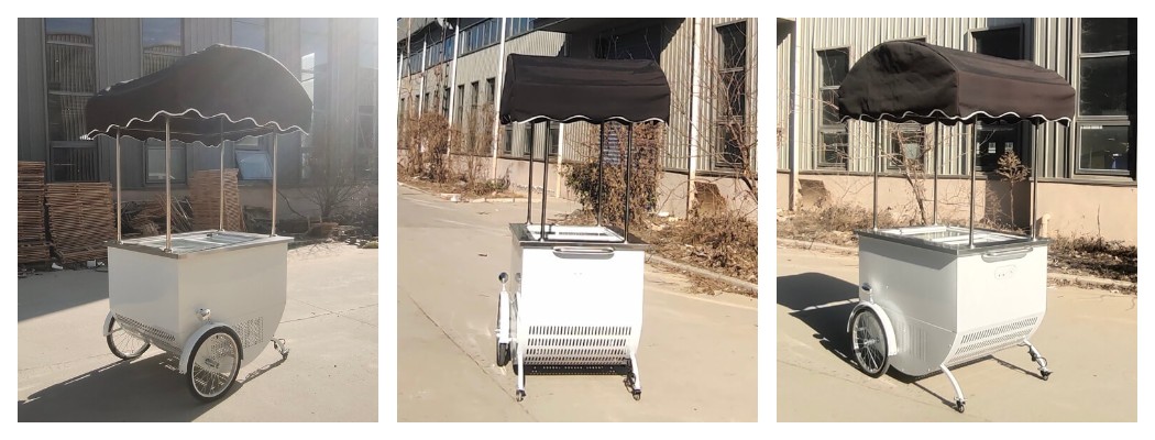 small food push cart freezer for ice cream